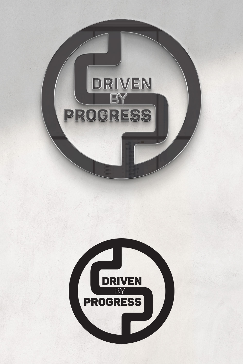 Driven By Progress Logo on wall